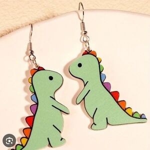♥️G 5/$20 Cute Dinosaur Earrings with Rainbow Spikes